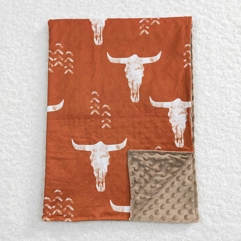 BL0070 USA Shop Baby Kids Western Cow Skull Minky Blanket