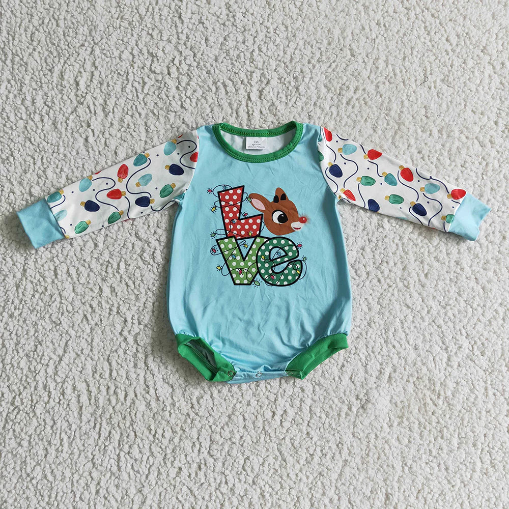 Love Baby Elk Christmas Long Sleeve Romper