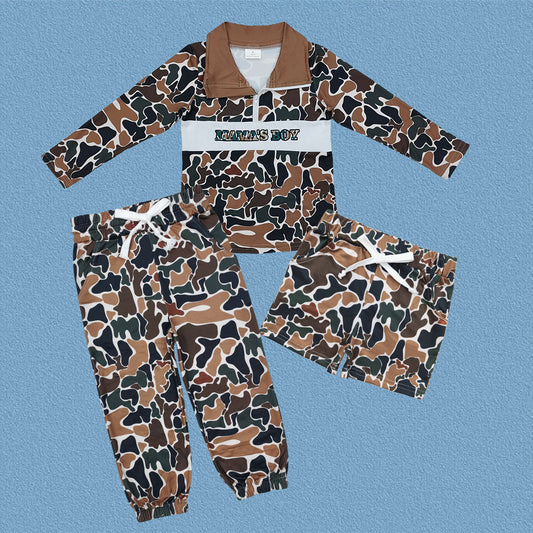 Mama's Boy Brown Camo Pullover Top With Pocket Set Outfit