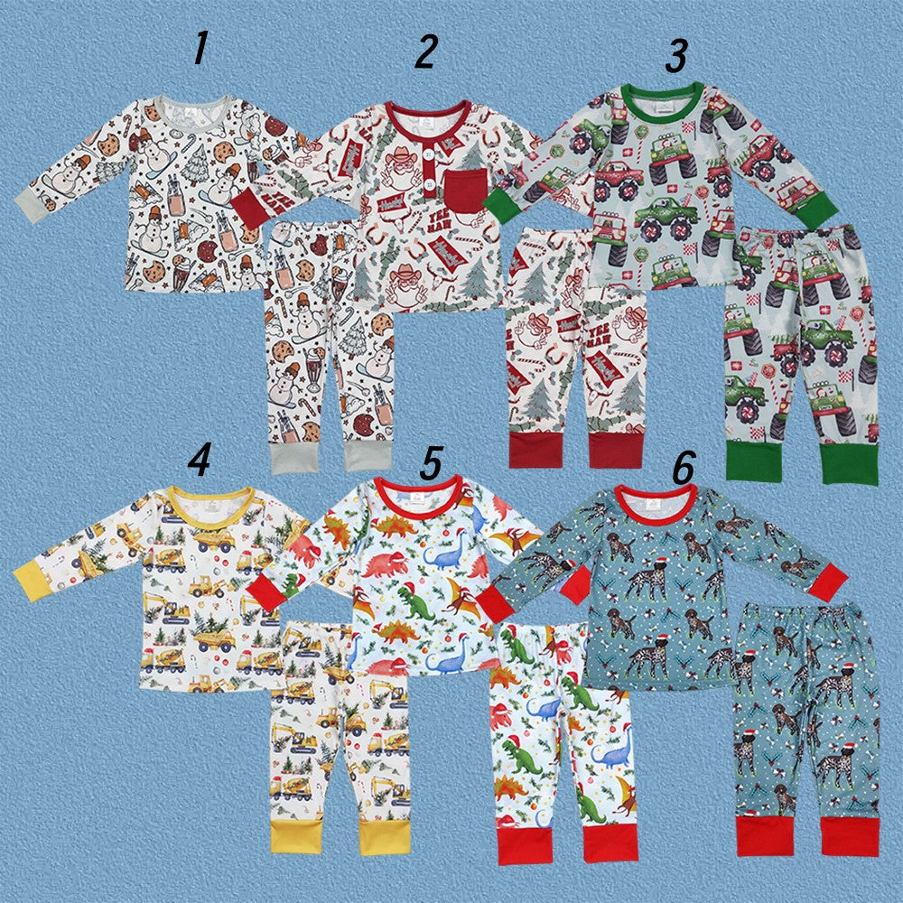Sibling Baby  Boys Christmas Santa Long Sleeve Pajama set