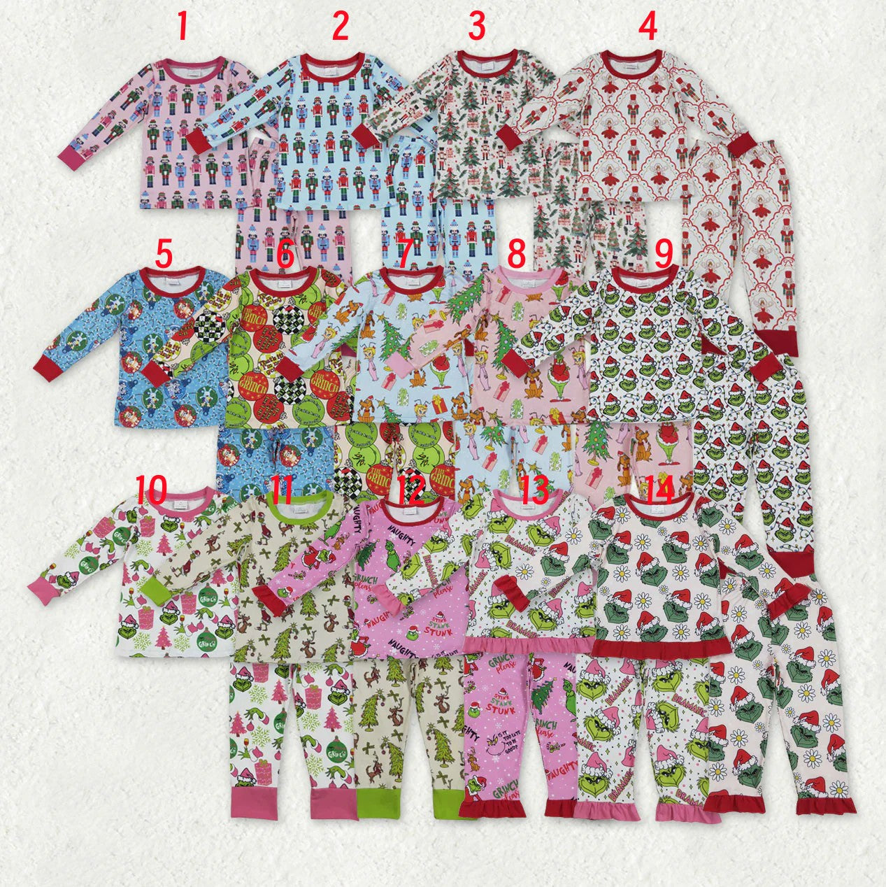 Sibling Baby Boys Girls Christmas Pajamas Set