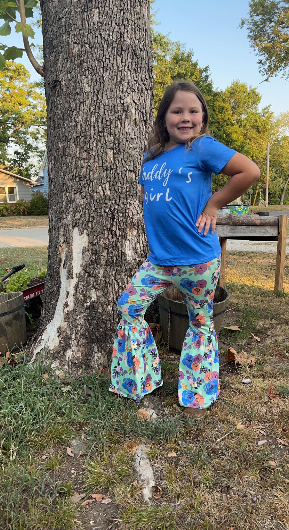 Daddy's girl floral bell bottom pants set