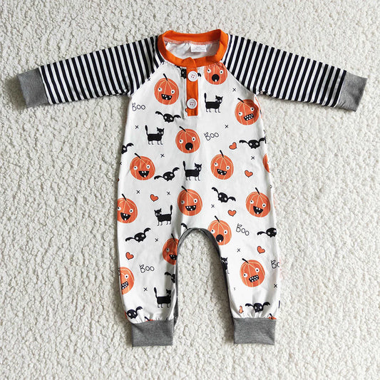 LR0140 USA Shop Baby girls pumpkin stripe rompers