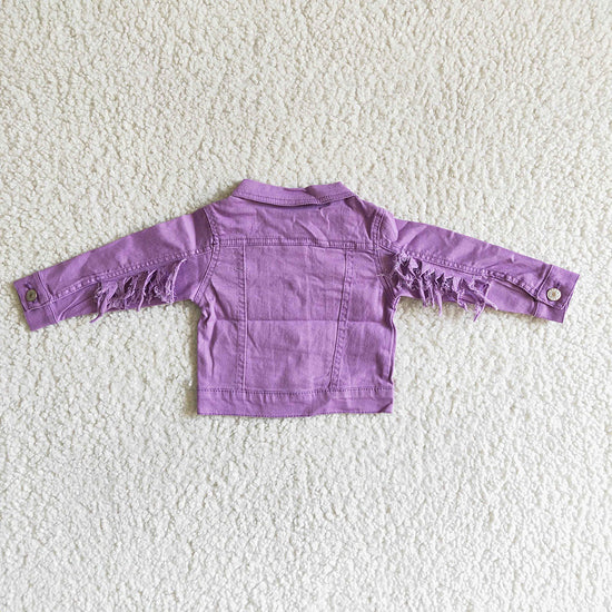 Baby girls lavender tassel denim jackets