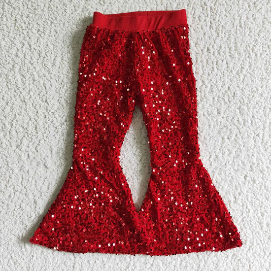Baby Kids Girls Red Sequin Bell Pants