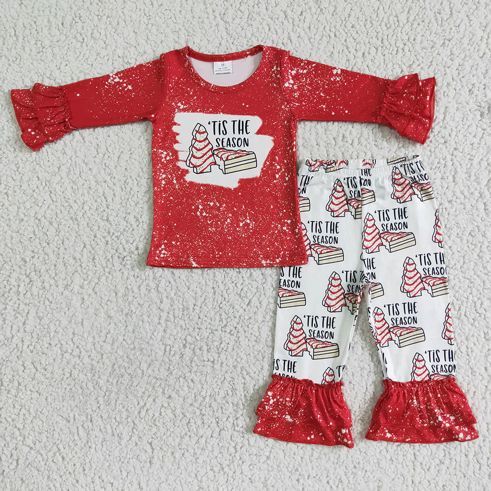 Tis the season pie red Christmas ruffle pants sets