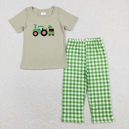 Toddler Boys  St. Patrick's Day Quatrefoil Top Pants Outfit Clothes Sets
