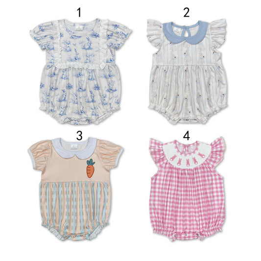 Sibling Baby Infant Girls Easter Short Sleeve Rompers