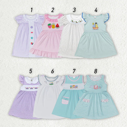 Embroidery Sibling Baby Girls Summer Vibes  Knee Length Dresses