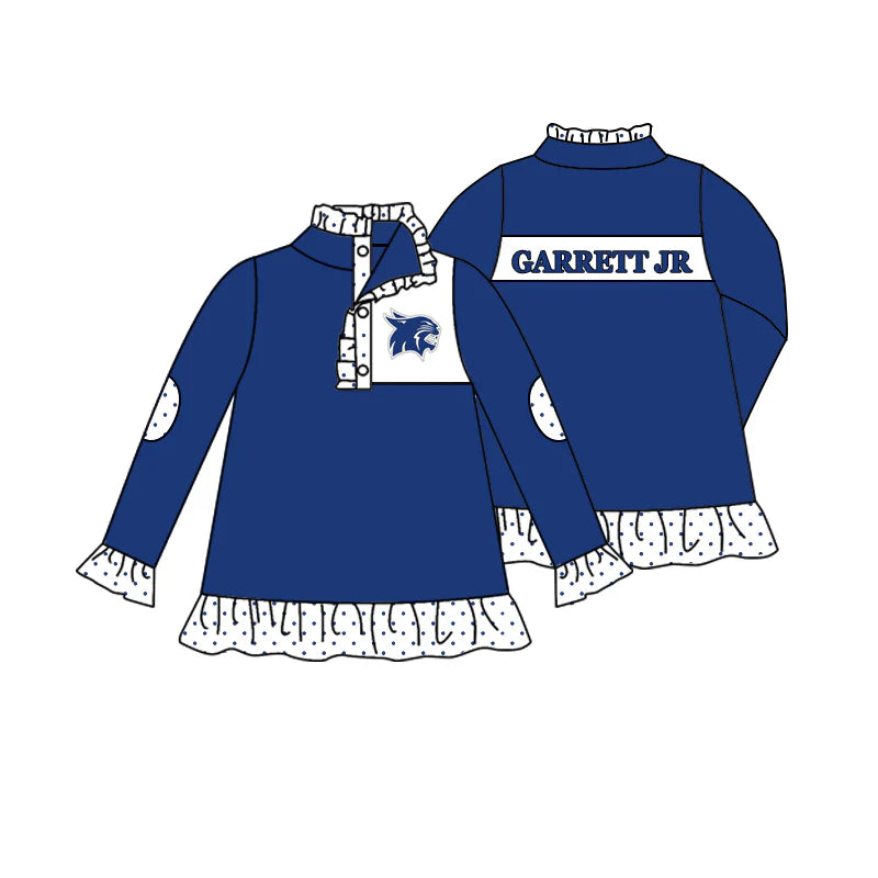 Preorder 5 MOQ Baby Girls Sport Team Garrett JR Blue Pullvoer Top