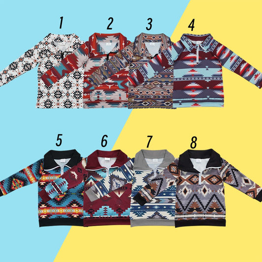 Sibling Baby BoysWestern Aztec Zipper Pullover Top
