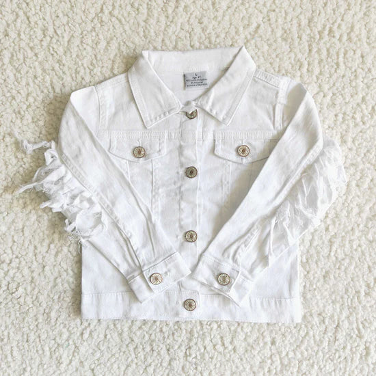 Baby girls white tassel white denim jackets