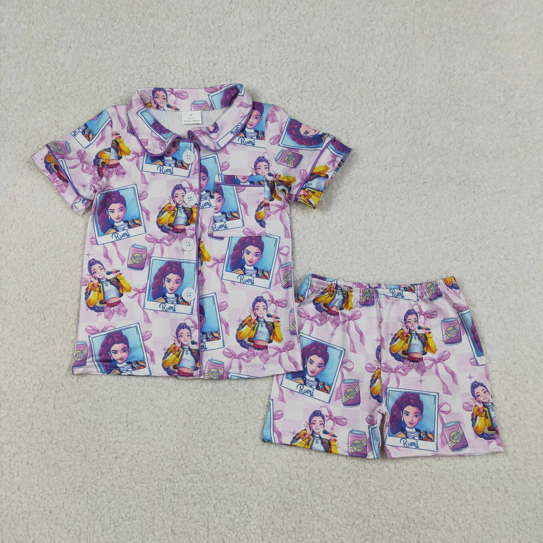 Sibling Baby Girls Kpop Short Sleeve Dress and Shorts Pajama Set